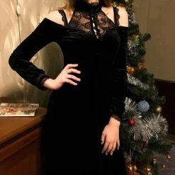 Cradle Of Goth DRESSES Halter Velvet Dress 17 Cradle Of Goth DRESSES Halter Velvet Dress