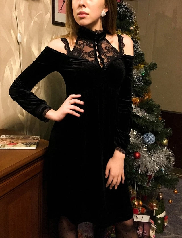 Cradle Of Goth DRESSES Halter Velvet Dress 9 Cradle Of Goth DRESSES Halter Velvet Dress