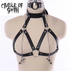 Cradle Of Goth CAGE BRAS & HARNESSES Ring Bra Harness - Choker