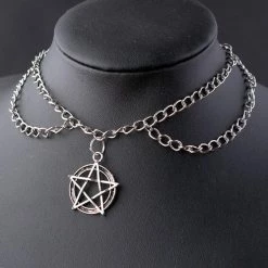 Cradle Of Goth NECKLACES Double Chain Pentagram Necklace