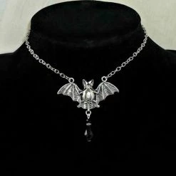 Cradle Of Goth NECKLACES Bat Necklace With Crystal