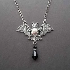 Cradle Of Goth NECKLACES Bat Necklace With Crystal
