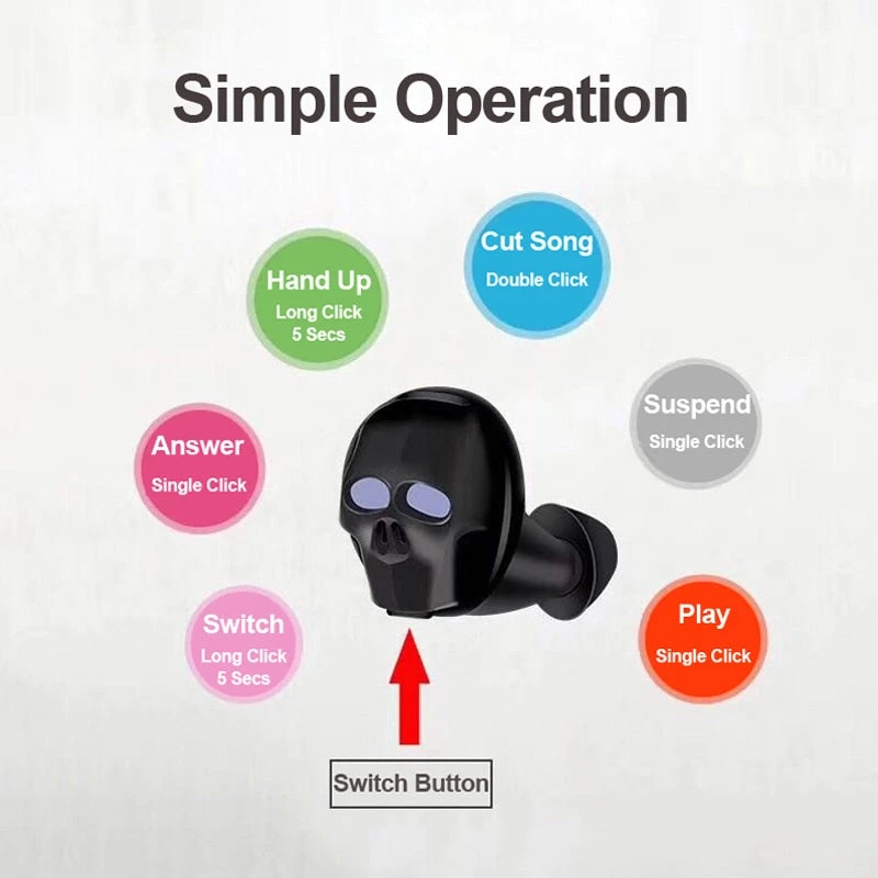 Cradle Of Goth Skull Bluetooth Earphones MISCELLANEOUS 5 Cradle Of Goth Skull Bluetooth Earphones MISCELLANEOUS