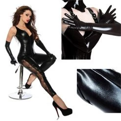 Cradle Of Goth Wet Look Long Gloves LINGERIE