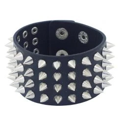 Cradle Of Goth Faux Leather Bracelet With Spikes