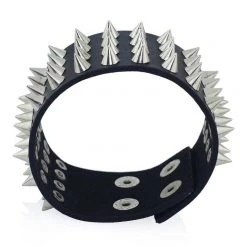 Cradle Of Goth Faux Leather Bracelet With Spikes