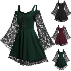 Cradle Of Goth DRESSES Flared Lace Dress