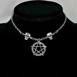 Cradle Of Goth NECKLACES Skull & Pentagram Necklace