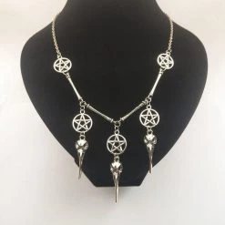 Cradle Of Goth NECKLACES Skull & Pentagram Necklace