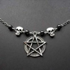 Cradle Of Goth NECKLACES Skull & Pentagram Necklace