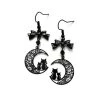 Cradle Of Goth Black Moon And Cats Earrings