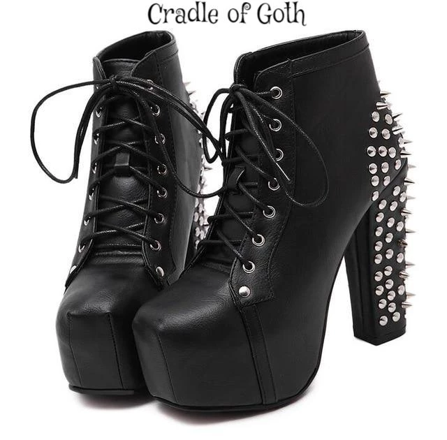 Cradle Of Goth Queen Of Spikes (Vegan Leather Boots) 1 Cradle Of Goth Queen Of Spikes (Vegan Leather Boots)