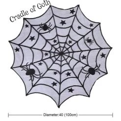 Cradle Of Goth Round Spider Web Tablecloth