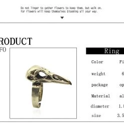 Cradle Of Goth Crow Skull Ring RINGS