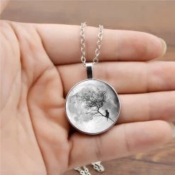 Cradle Of Goth Gray Moon Necklace