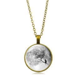 Cradle Of Goth Gray Moon Necklace