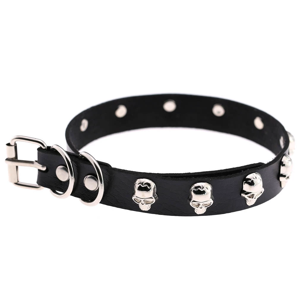 Cradle Of Goth Vegan Leather Choker With Skulls 3 Cradle Of Goth Vegan Leather Choker With Skulls