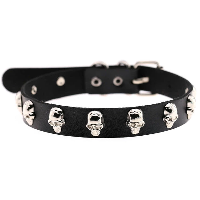 Cradle Of Goth Vegan Leather Choker With Skulls 2 Cradle Of Goth Vegan Leather Choker With Skulls