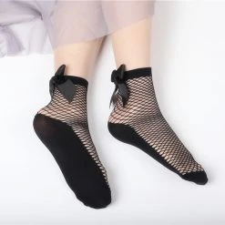 Cradle Of Goth Lace And Bow Socks