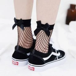 Cradle Of Goth Lace And Bow Socks