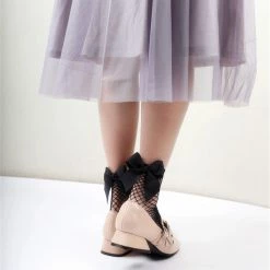 Cradle Of Goth Lace And Bow Socks