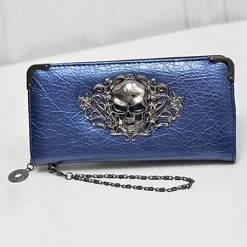 Cradle Of Goth Grinning Skull Long Wallet (Vegan Leather) WALLETS 21 Cradle Of Goth Grinning Skull Long Wallet (Vegan Leather) WALLETS