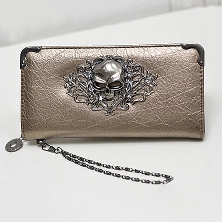 Cradle Of Goth Grinning Skull Long Wallet (Vegan Leather) WALLETS 5 Cradle Of Goth Grinning Skull Long Wallet (Vegan Leather) WALLETS