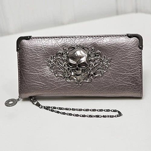 Cradle Of Goth Grinning Skull Long Wallet (Vegan Leather) WALLETS 11 Cradle Of Goth Grinning Skull Long Wallet (Vegan Leather) WALLETS