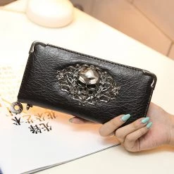 Cradle Of Goth Grinning Skull Long Wallet (Vegan Leather) WALLETS 17 Cradle Of Goth Grinning Skull Long Wallet (Vegan Leather) WALLETS