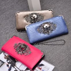 Cradle Of Goth Grinning Skull Long Wallet (Vegan Leather) WALLETS 19 Cradle Of Goth Grinning Skull Long Wallet (Vegan Leather) WALLETS