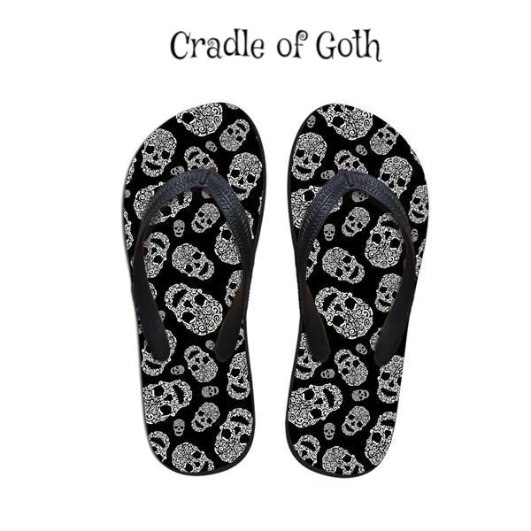 Cradle Of Goth SHOES Skull Flip-flops (smaller Sizes) 1 Cradle Of Goth SHOES Skull Flip-flops (smaller Sizes)