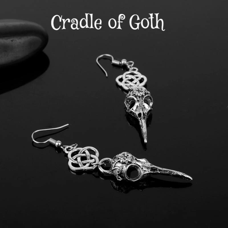 Cradle Of Goth Crow Skull Earrings 1 Cradle Of Goth Crow Skull Earrings