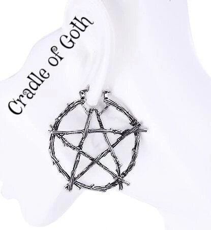 Cradle Of Goth Barbed Pentagram Earrings 1 Cradle Of Goth Barbed Pentagram Earrings
