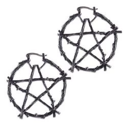 Cradle Of Goth Barbed Pentagram Earrings