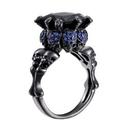 Cradle Of Goth Zircon Stone Skull Ring RINGS