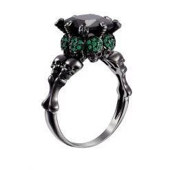 Cradle Of Goth Zircon Stone Skull Ring RINGS