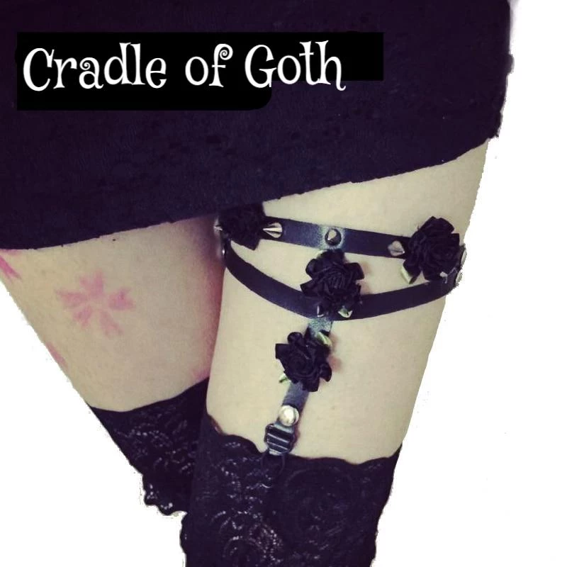 Cradle Of Goth Spiked Flower Garter 1 Cradle Of Goth Spiked Flower Garter