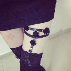 Cradle Of Goth Spiked Flower Garter 7 Cradle Of Goth Spiked Flower Garter