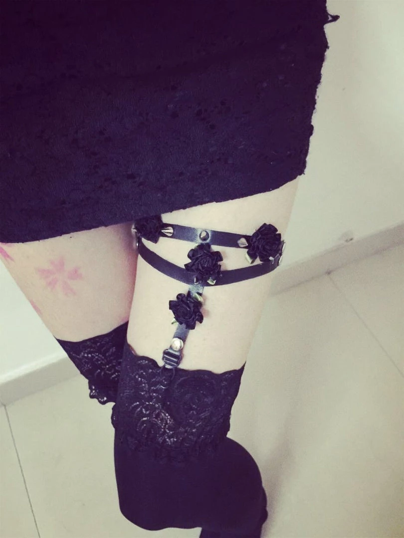 Cradle Of Goth Spiked Flower Garter 4 Cradle Of Goth Spiked Flower Garter