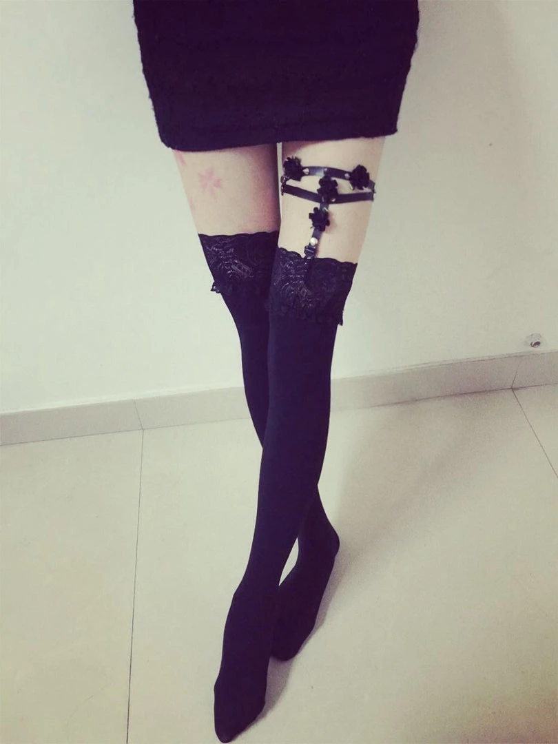 Cradle Of Goth Spiked Flower Garter 2 Cradle Of Goth Spiked Flower Garter