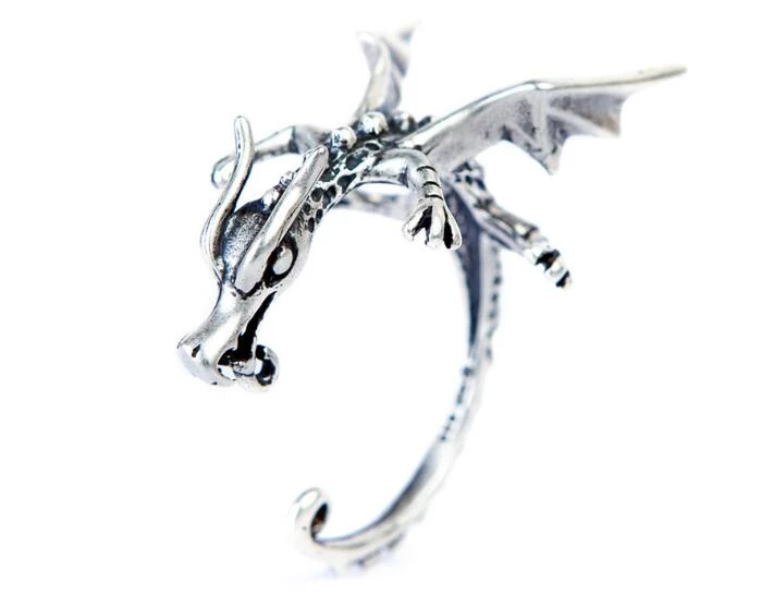 Cradle Of Goth Clingy Dragon Silver Earrings 2 Cradle Of Goth Clingy Dragon Silver Earrings