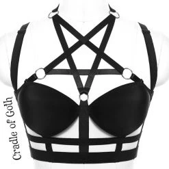 Cradle Of Goth CAGE BRAS & HARNESSES Occult Lust Pentagram Harness (Handmade)
