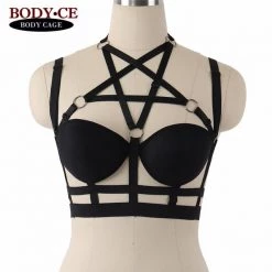 Cradle Of Goth CAGE BRAS & HARNESSES Occult Lust Pentagram Harness (Handmade)