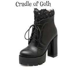 Cradle Of Goth Lady Lace Boots (Handmade, Vegan) SHOES 21 Cradle Of Goth Lady Lace Boots (Handmade, Vegan) SHOES