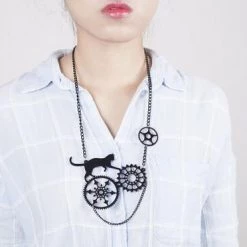 Cradle Of Goth Cat Gears Necklace