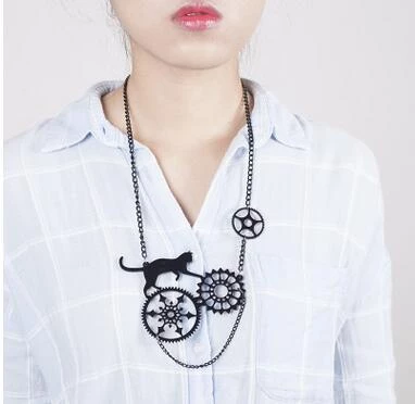 Cradle Of Goth Cat Gears Necklace 2 Cradle Of Goth Cat Gears Necklace