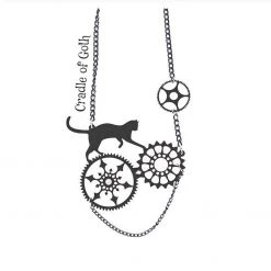 Cradle Of Goth Cat Gears Necklace