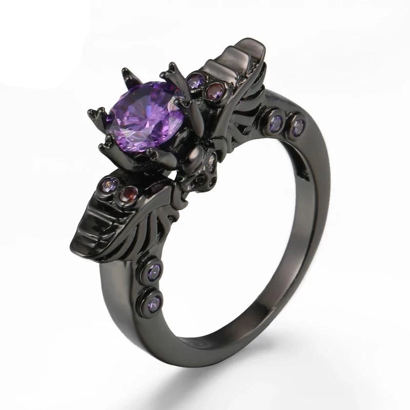 Cradle Of Goth Purple Wings Of Darkness Ring RINGS 2 Cradle Of Goth Purple Wings Of Darkness Ring RINGS