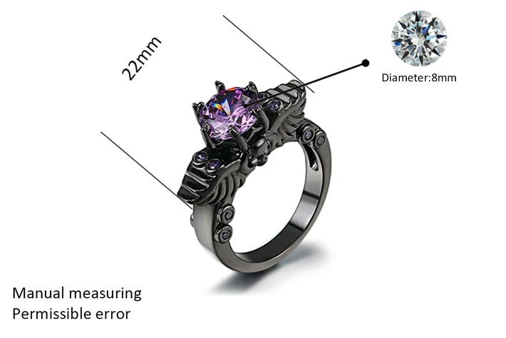 Cradle Of Goth Purple Wings Of Darkness Ring RINGS 5 Cradle Of Goth Purple Wings Of Darkness Ring RINGS