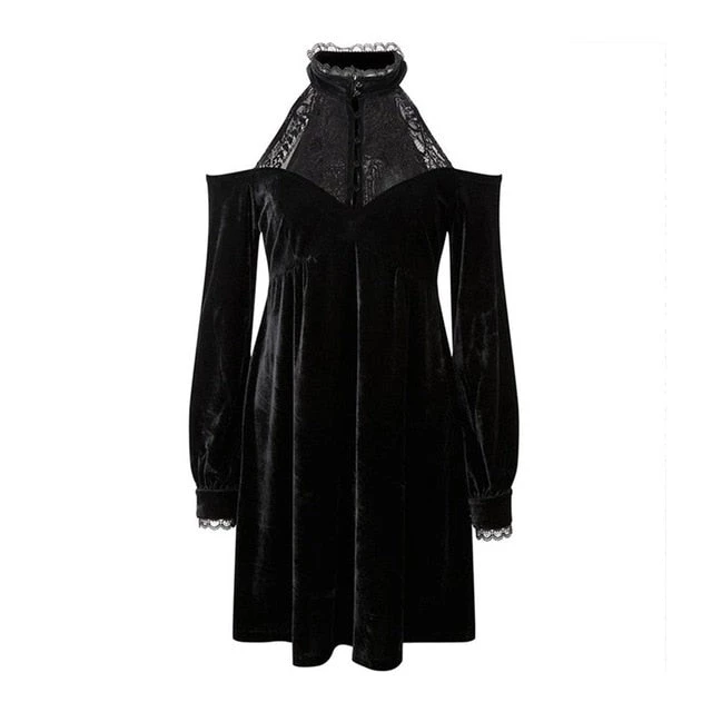 Cradle Of Goth DRESSES Halter Velvet Dress 1 Cradle Of Goth DRESSES Halter Velvet Dress